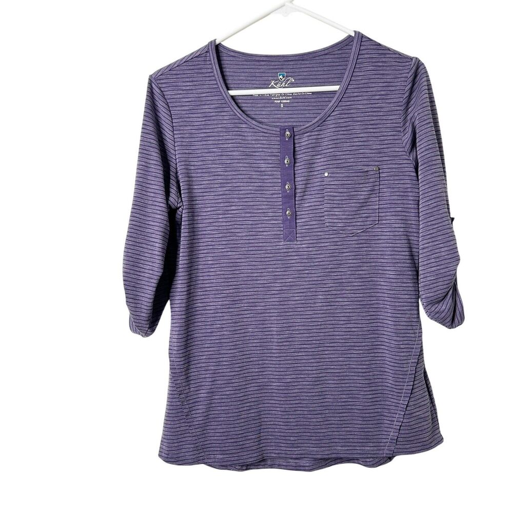 KUHL Womens Henley Top Trista Striped 3/4 Sleeve Small